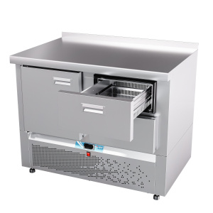 Стол холодильный Abat СХС-70Н-01 дверь, ящики 1/2, с бортом