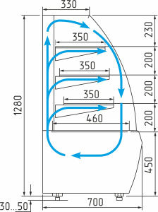 Витрина кондитерская Carboma K70 VV 1,3-1 STANDARD 9006-9005 (ВХСв-1,3д Люкс ТЕХНО)